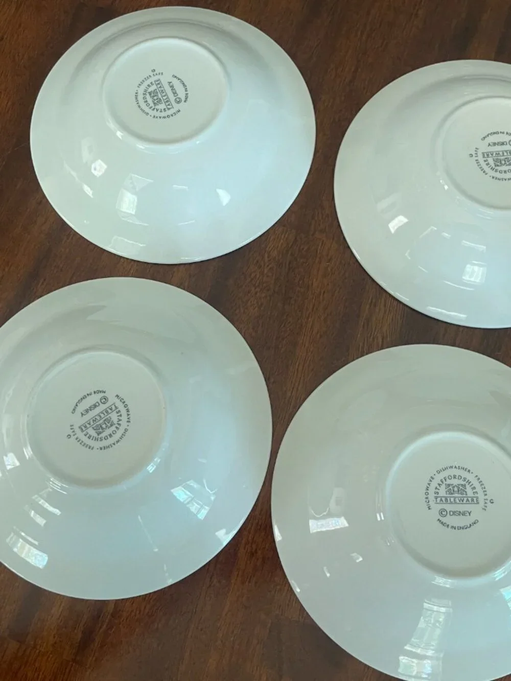 Disney Staffordshire Tableware Mickey Mouse Blue White 7” Cereal Bowl Set of 4